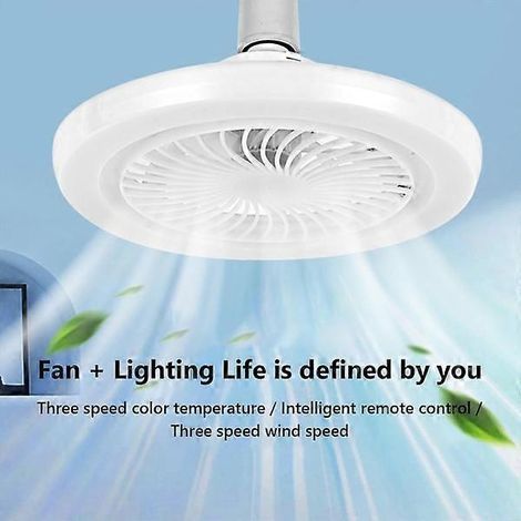Ventilateur de plafond avec éclairage pour chambre - E27, 3 couleurs, ventilateur de plafond fermé avec télécommande, contrôle intelligent, protection des yeux, intensité variable (1/4)