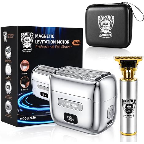 Rasoir en feuille métallique avec minuteur de cheveux amélioré 5 lames flottantes 14 000 tr/min moteur à lévitation magnétique rasoir électrique pour homme, IPX7 étanche humide/sec, rasoir de poche (1/5)