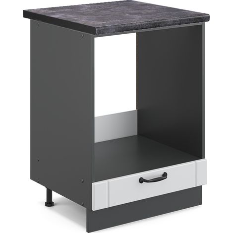 Herdumbauschrank Fame-Line, Weiß Landhaus, 60 cm , AP Anthrazit, Vicco