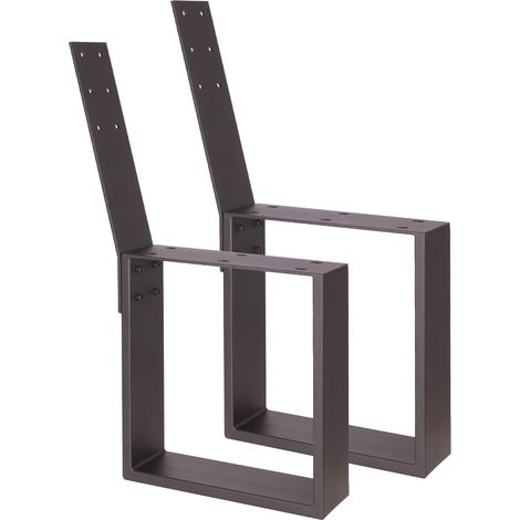 Bc-elec - HMTS-0101B 2 Bankfüße aus schwarzem Stahl mit Rückenlehne, Bankgestell mit Rückenlehne 40x81cm. (1/5)