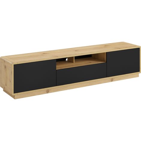 Mobile TV 2 ante 1 cassetto Raven nero opaco e marrone 200cm (1/5)