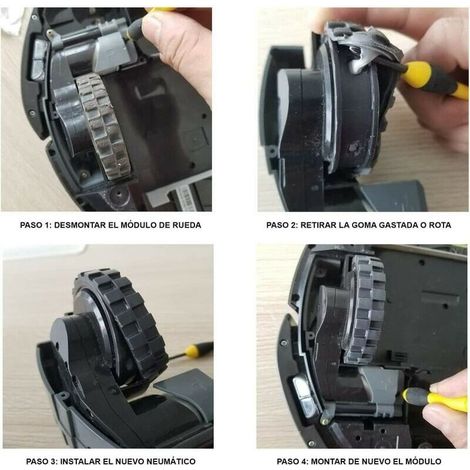 Gomma laterale compatibile Roomba 500-900, e, i, S. Resistente, sostituisce la ruota originale. Durata garantita come pezzo di ricambio per iRobot. (1/3)