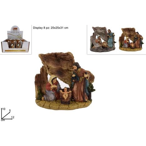 Presepe Natività con Tronco Albero Ulivo 10 cm (1/2)