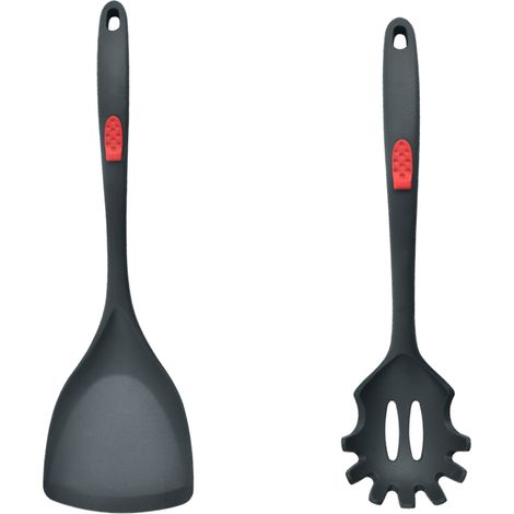 Spatule En Silicone - Ustensile De Cuisine Antiadhésif Résistant À La Chaleur - Pour Poêle Et Casserole - Lot De 2 (1/5)