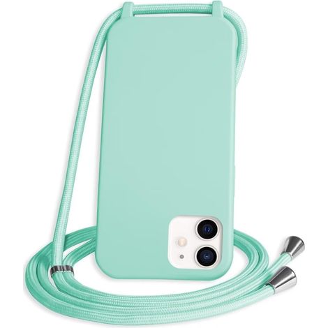 CUSTODIA POSTERIORE PER APPLE IPHONE 12/12 PRO SILICONE VERDE + CORDINO A2172 (1/5)