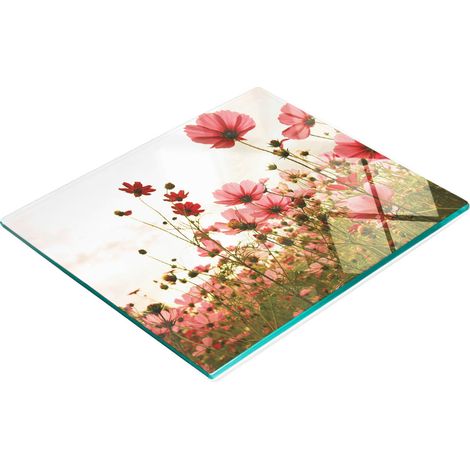 Tabla de cocina de vidrio templado con gr谩ficos decorativos de flores de cosmos 60x52 cm (1/5)