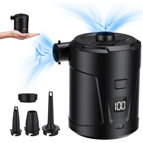 YMYNY Elektrische Luftpumpe, Elektrischer Inflator mit 4 Luftdüsen, Schnellaufblasgerät für aufblasbaren Pool, Bettmatratze, Camping, Vakuumbeutel (1/4)
