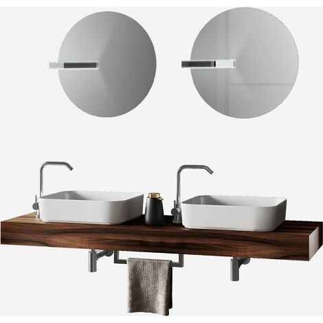 Mobile bagno sospeso con doppio lavabo e specchi Astra - Noce