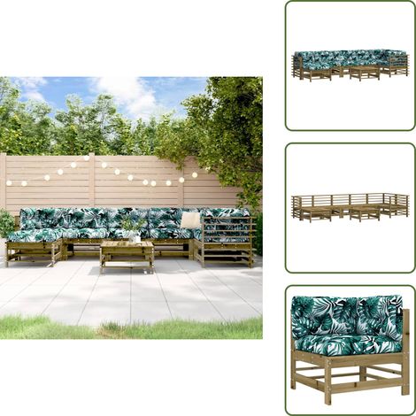 Salon de jardin 8 pcs avec coussins bois de pin imprégné - Salon De Jardin - Mobilier De Jardin - Ensemble Salon - Meubles De Jardin - Bois Traité (1/5)