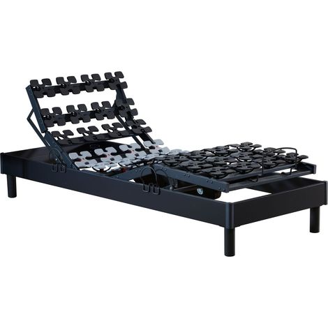Ensemble lit électrique de relaxation multi lattes + Matelas mousse 35HR 90 x 190 cm (1/5)