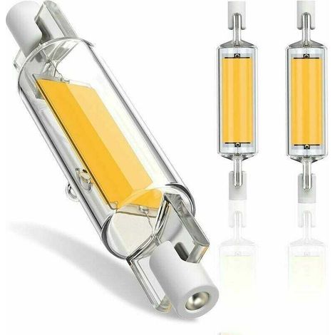 Ampoule LED R7S 78 mm à intensité variable, 10 W, COB, flux lumineux élevé, blanc chaud 3200 K, 600 lm, angle de diffusion 360°, 220-240 V CA, lot de 2. (1/4)
