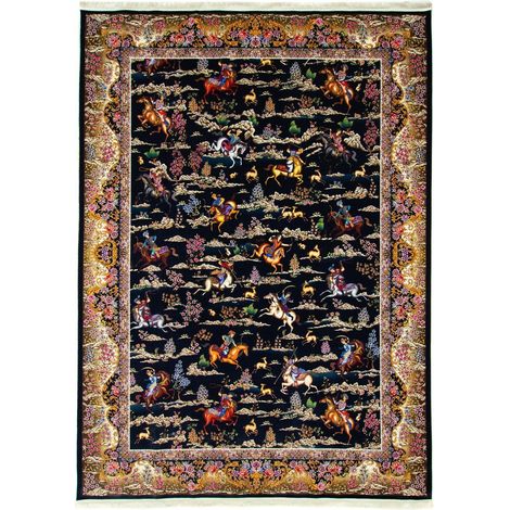 Tapis persan Manucher - 350x250cm, Rectangular - 100% Acrylique - Tissé - Noir (1/5)