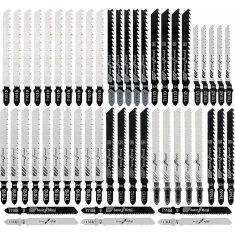 52 pièces Lame scie sauteuse,Lame Scie Metaux Lame Scie Sauteuse à Tige en T Pour Le Bois et Le Métal, Accessoires Puzzle.