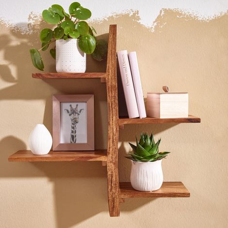 Etagère 4 niveaux 58x15x60 cm en bois de sheesham naturel (1/5)