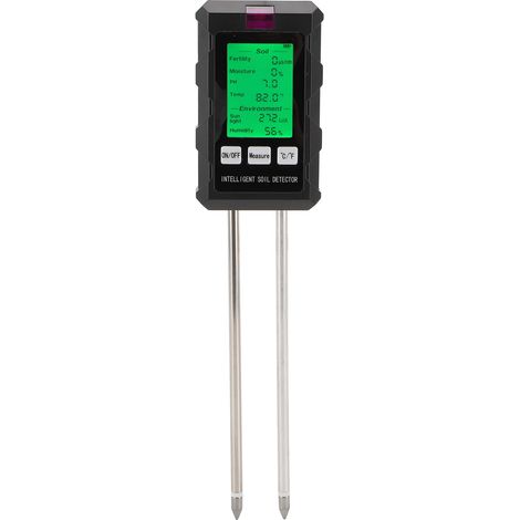 Digital Soil Tester 6 In 1 Soil Humidity PH Fertility Temperature Sunlight Ambient Humidity Meter with Backlight for Garden Lawn Farming Plant Care