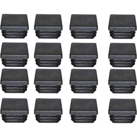40x40 mm Kunststoff-Endkappe, schwarze Vierkantrohr-Endkappe, XU, 16 Stück Trampolin-Möbelbein-Endkappen -