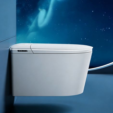 Toilettes murales intelligentes avec télécommande, chauffage entièrement automatique, chasse d'eau à siphon et réservoir d'eau intégré (1/5)