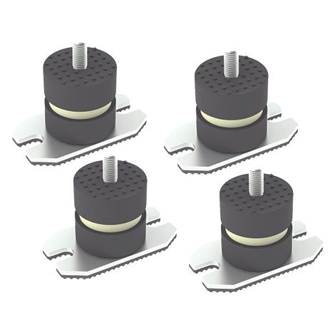 4 PZ ANTIVIBRANTI A PAVIMENTO CON PIASTRA- HxL 40x40 mm  M8x22- DC- pezzi 1