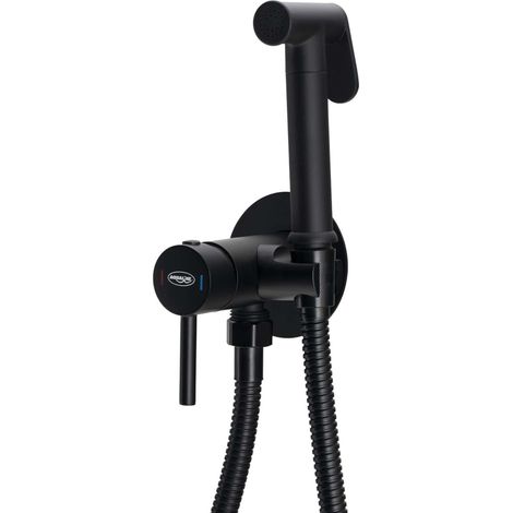 Aqualine - Miscelatore ad incasso per bidet, con doccetta, nero opaco SK302B (1/4)