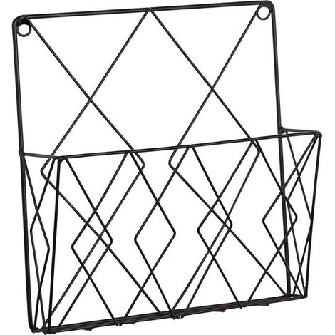 Porte-revues mural noir pour journaux et magazines – Rangement mural design, fixation facile (1/5)
