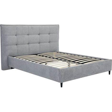 Letto 180 x 200 cm con testata trapuntata Tessuto Grigio - NIRPIO (1/4)