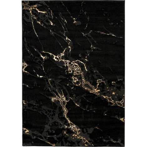 Tapis intérieur noir effet marbre dense et résistant - 290 x 200 cm (1/5)