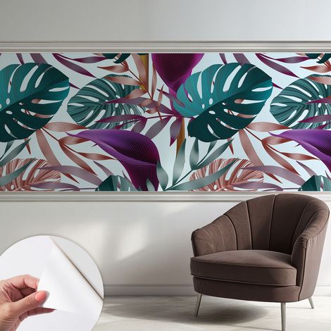 Papier peint autocollant adhésif avec imprimé motifs uniques apparence moderne Composition tropicale 250x104 cm (1/5)