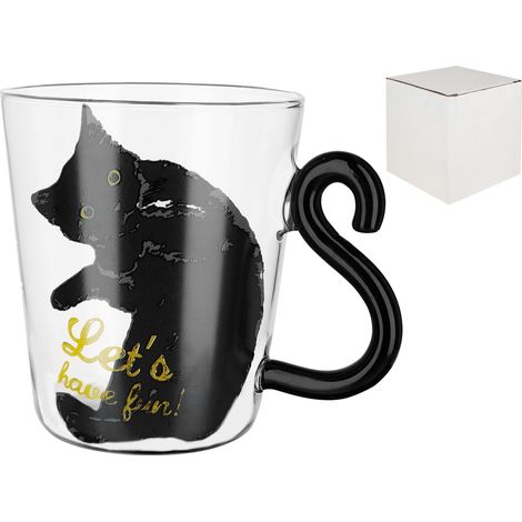 Glasbecher mit Katzenschwanz