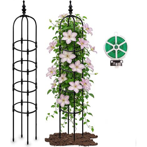 Metal Trellis U Shape Trellis for Climbing Plants and Tomatoes 180cm Garden Balcony Heavy Duty Plant Frame with 30m Wire Rope and Cutter (1/5)