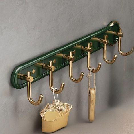 Kraftvoll klebende Wandhaken – Wandmontierter Kleiderständer ohne Bohren, Badezimmerhaken, 42 x 8,8 cm, Grün