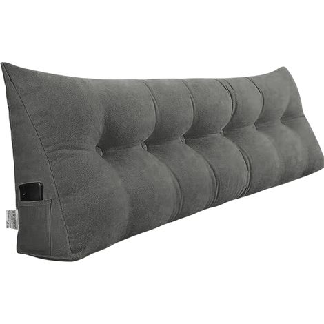 Haloyo® Triangulaire Coussin à Coins, Gros Coussin Canapé,Oreiller Cervical Dossier de Soutien Lombaire, 180x50x20cm, Polyester, Gris foncé (1/5)