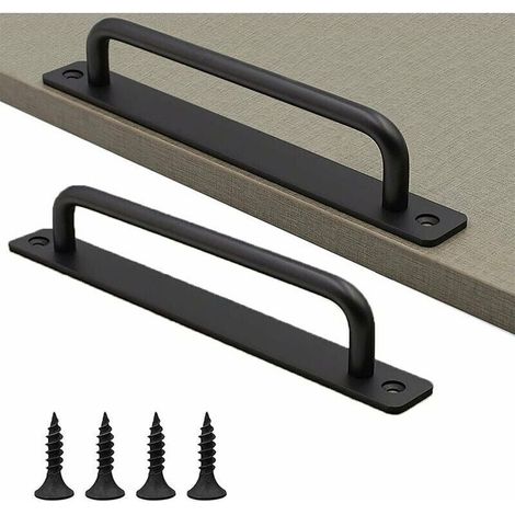 -2 Pieces Poignée Porte Grange Coulissante,Poignées Porte Noir Avec Vis, Pour Porte Intérieures Extérieures (Noir)