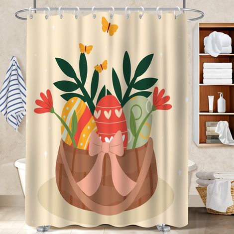 Rideau douche polyester 180x180 naturel rideau étanche pour logement étudiant (1/5)