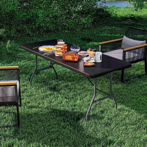 TrAdE Shop Traesio - Tavolo Pieghevole Portatile Rettangolare 180cm Multiuso Campeggio Eventi 4-6 Persone - (1/5)