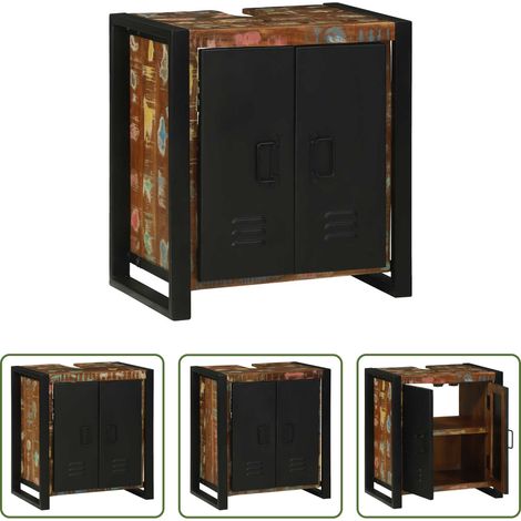 vidaXL Meuble lavabo - Meuble sous évier Marron 55 x 35 x 60 cm Bois Recyclé Solide (1/5)