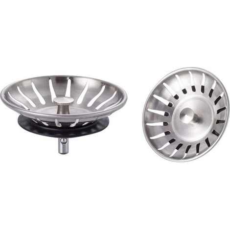 M34351-2, 2 Pièces Bouchon Evier Cuisine Inox - Filtre Evier Cuisine Universel (Dia: 78MM), Bonde Evier avec 18 Fentes, Grille Evier Cuisine Antiblocage, Panier pour Evier Inox Vidange Rapide