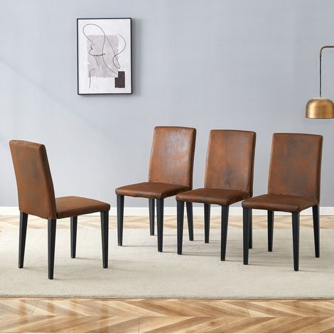 Esszimmerstuhl aus braunem Stoff und schwarzem Metall, modernes Design, 4er-Set, bequem,41×47×90cm (1/5)