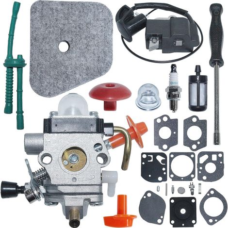 Kit Carburateur Compatible Pour Stihl FS90 FS87 FS100 HT100 HT101 HL100 HL90 FS130 Débroussailleuses, Carburateur avec Joint, Tournevis pour Carburateur, Kit de Réparation de Carburateur, Bobine d'All (1/5)