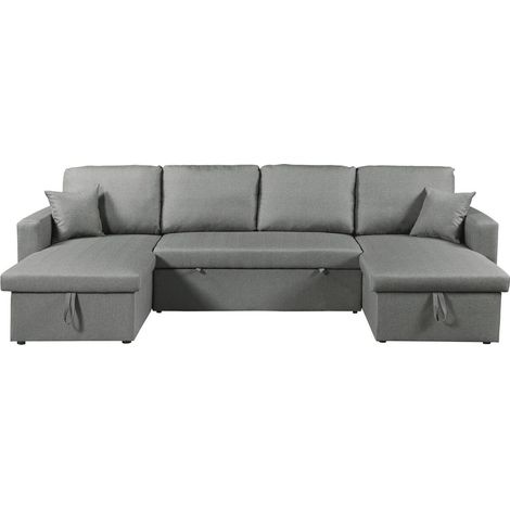 Divano letto angolare panoramico "Alain" in tessuto - 4 posti - Grigio