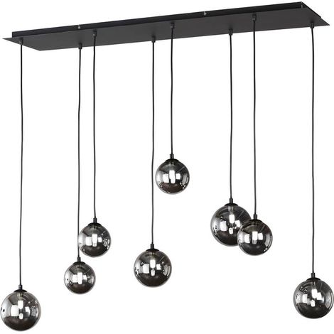 Suspension BALA LED 8x3W métal sable noir, verre fumé H: 150cm L: 115cm l: 30cm 2700K (1/3)