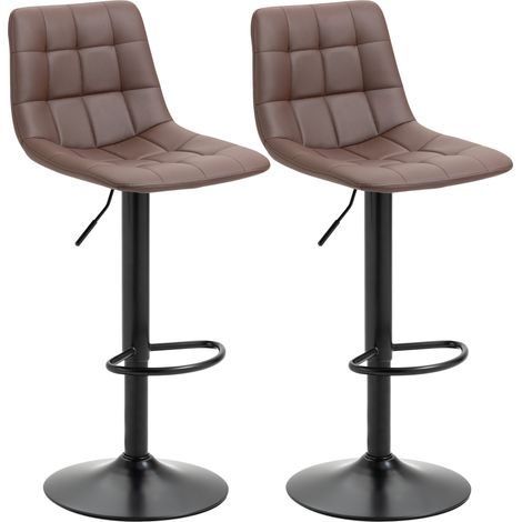 Adjustable Bar Stools Set of 2, Swivel PU Lear Upholstered Barstools with Tufted Seat and Back, Breakfast Bar Chairs for Kitchen Counter, Brown (1/5)