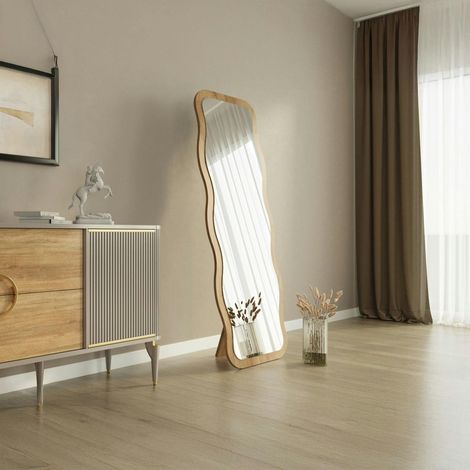 Miroir plein pied tendance effet bois clair, vague 160 cm CODY (1/5)