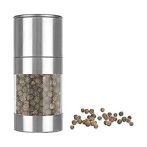 Moulin à poivre et à sel manuel en acier inoxydable avec taille de grain réglable, argent (1/4)