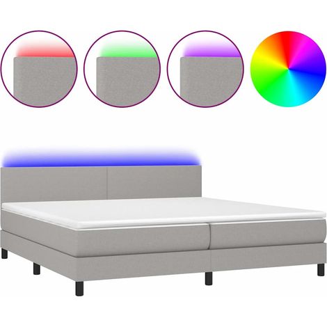 Maison Exclusive - Letto a Molle Materasso e LED Grigio Chiaro 200x200 cm Tessuto (1/5)