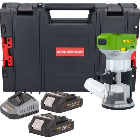 Fresatrice multifunzione a batteria Procraft POB24bb 20 V 6 / 8 mm Brushless + 2 batterie da 2,0 Ah + caricabatterie + valigetta RHINO (1/5)