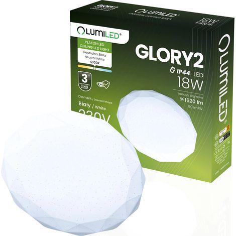 LED Deckenleuchte Aufbau 18W IP44 Rund GLORY Diamond 33cm (1/5)