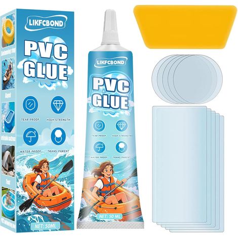 Kit Réparation Piscine, Rustine Piscine, Colle PVC Forte, Imperméable Transparent Matelas Gonflable, pour Matelas Pneumatiques, Adapté Aux Bateaux Pneumatiques, Bouées, Tentes Gonflables (1/5)