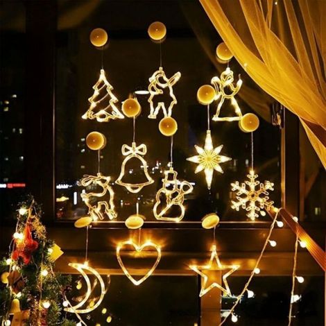 Autre décoration pour Noël,Décoration de Noël LED Lumière Arbre de Noël Accessoires Boutique Verre Autocollant Scène Décoration Amb (1/5)