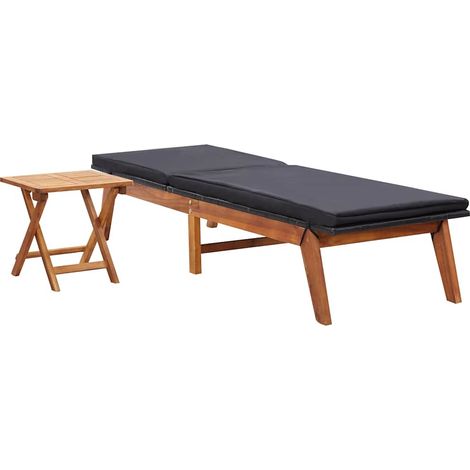 Lettino Prendisole Sdraio con Tavolino in Polyrattan e Legno Acacia (1/5)