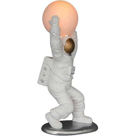 Lampe de bureau astronaute créative, lampe de chevet moderne avec interrupteur et câble, veilleuse en résine pour enfants (garçons et filles), blanche (1/5)